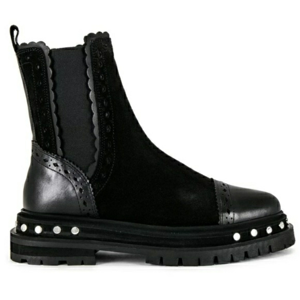 Free People Black Ankle Boots with Studded Sole